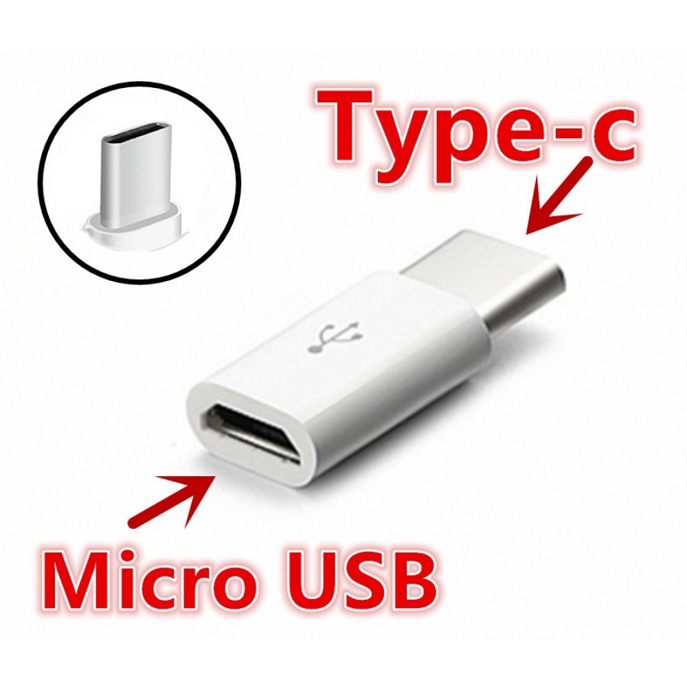 Ladekabel- / Anschluss Adapter - Micro-USB (Eingang) auf USB-C (Ausgang) - Weiss