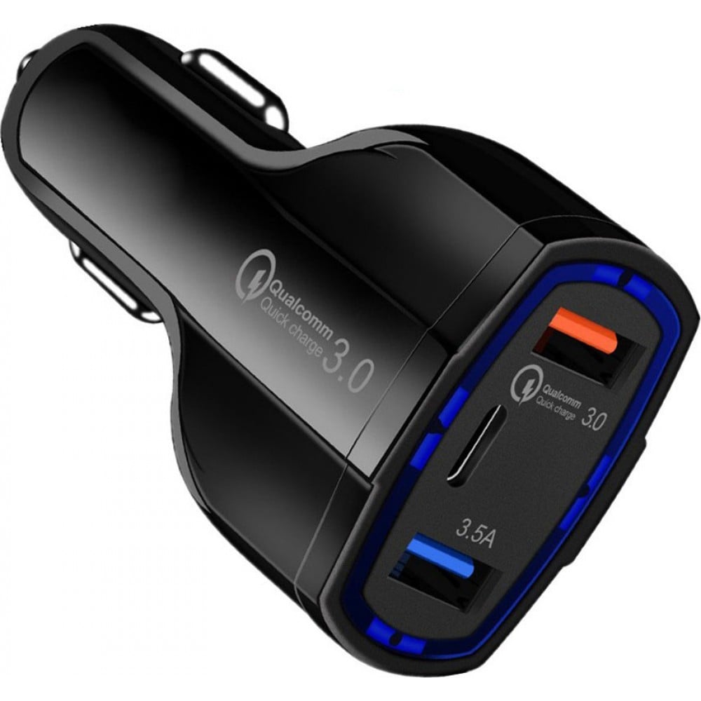 Adapter fürs Auto Qualcomm Quick Charge USB-C - Schwarz