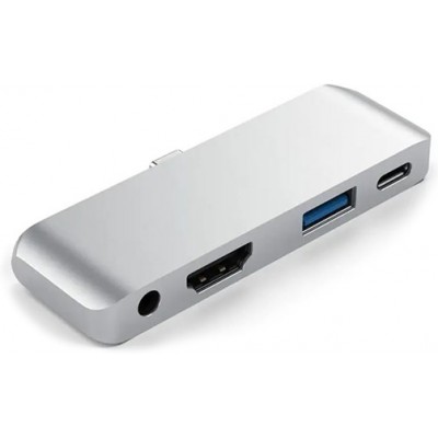 Adaptateur USB-C multi-ports pour Apple iPad Aluminium 4 en 1 USB 3.0-AUX-HDMI - Argent