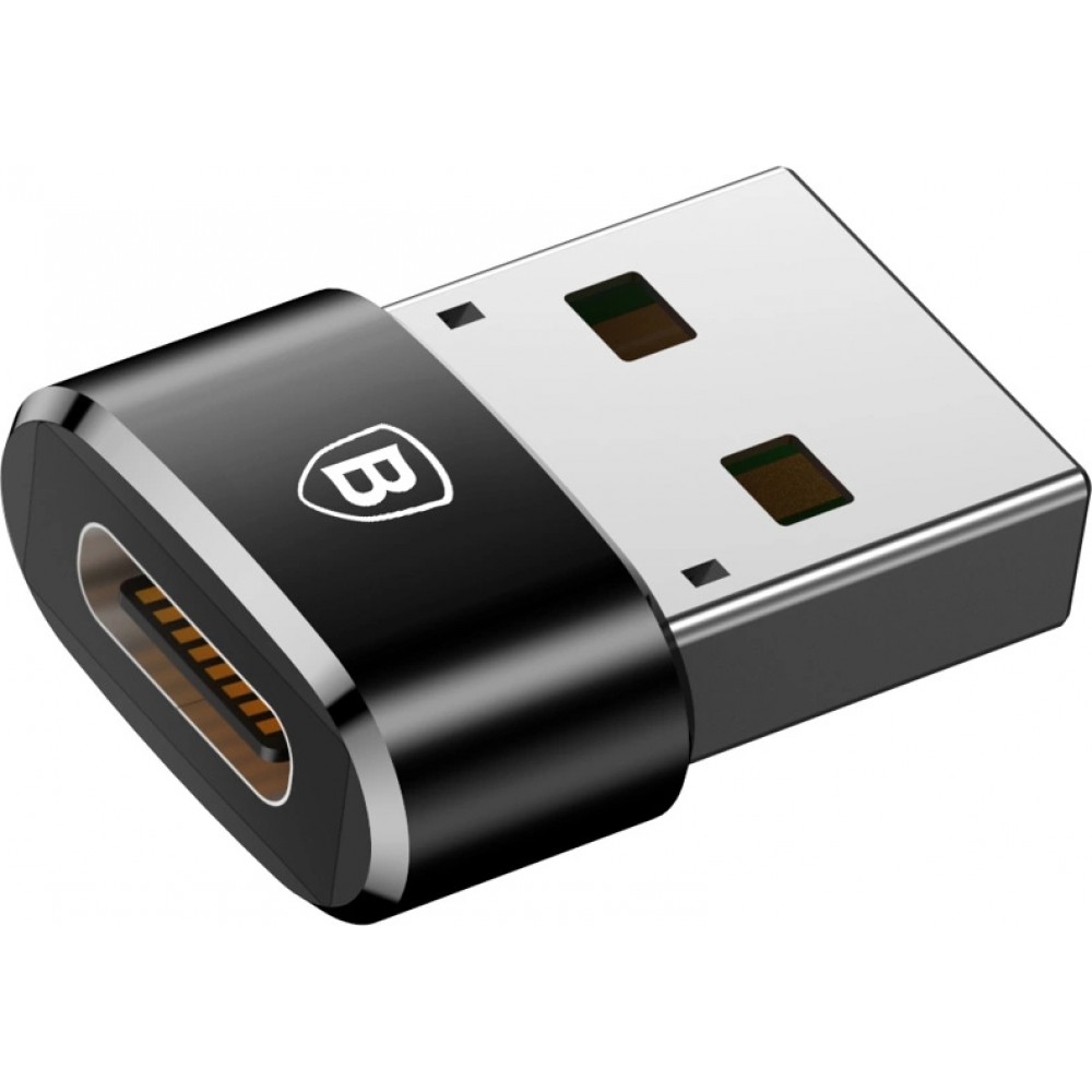 Baseus Mini USB-C zu USB-A Adapter kompakt schnellladefähig vielseitig - Schwarz