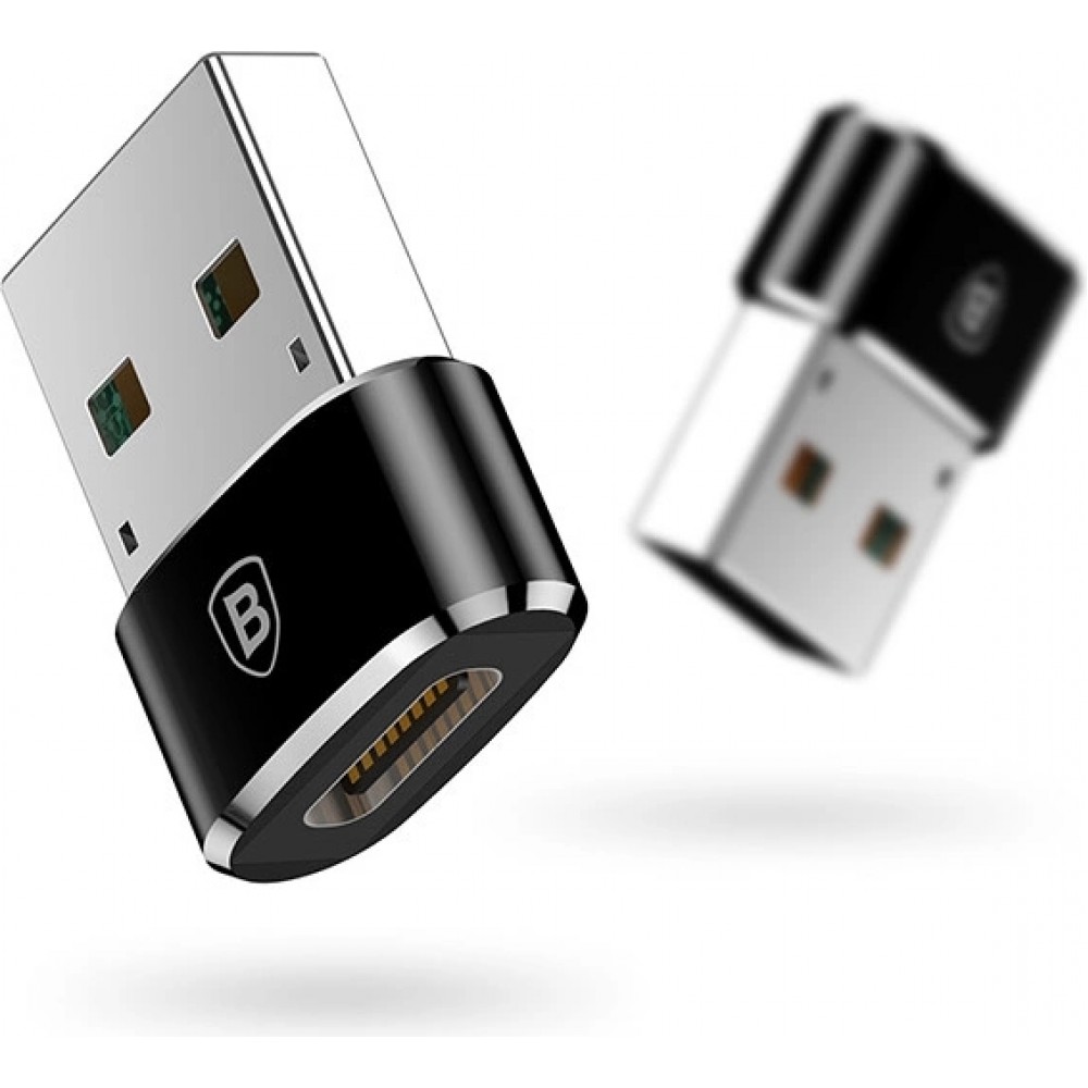 Baseus Mini USB-C zu USB-A Adapter kompakt schnellladefähig vielseitig - Schwarz