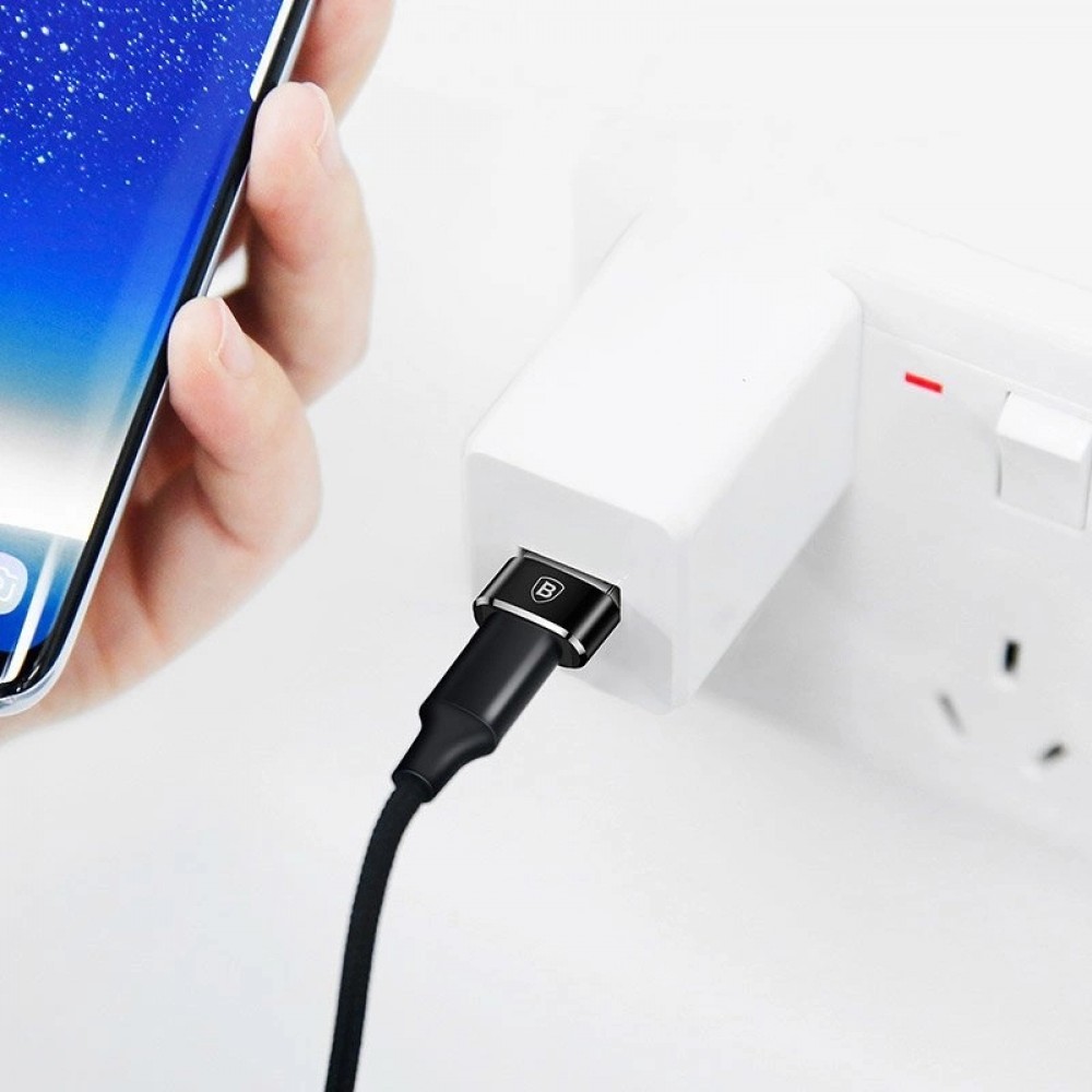Baseus Mini USB-C zu USB-A Adapter kompakt schnellladefähig vielseitig - Schwarz