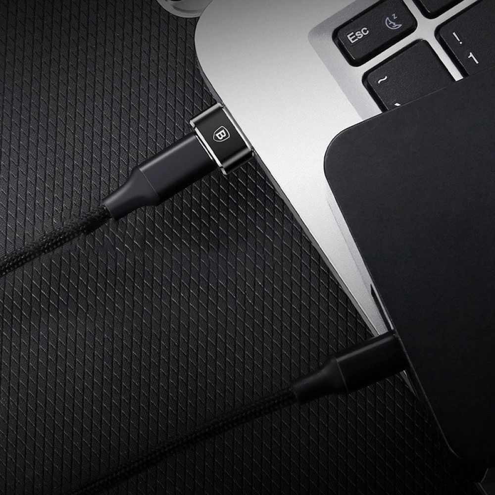 Baseus Mini USB-C zu USB-A Adapter kompakt schnellladefähig vielseitig - Schwarz