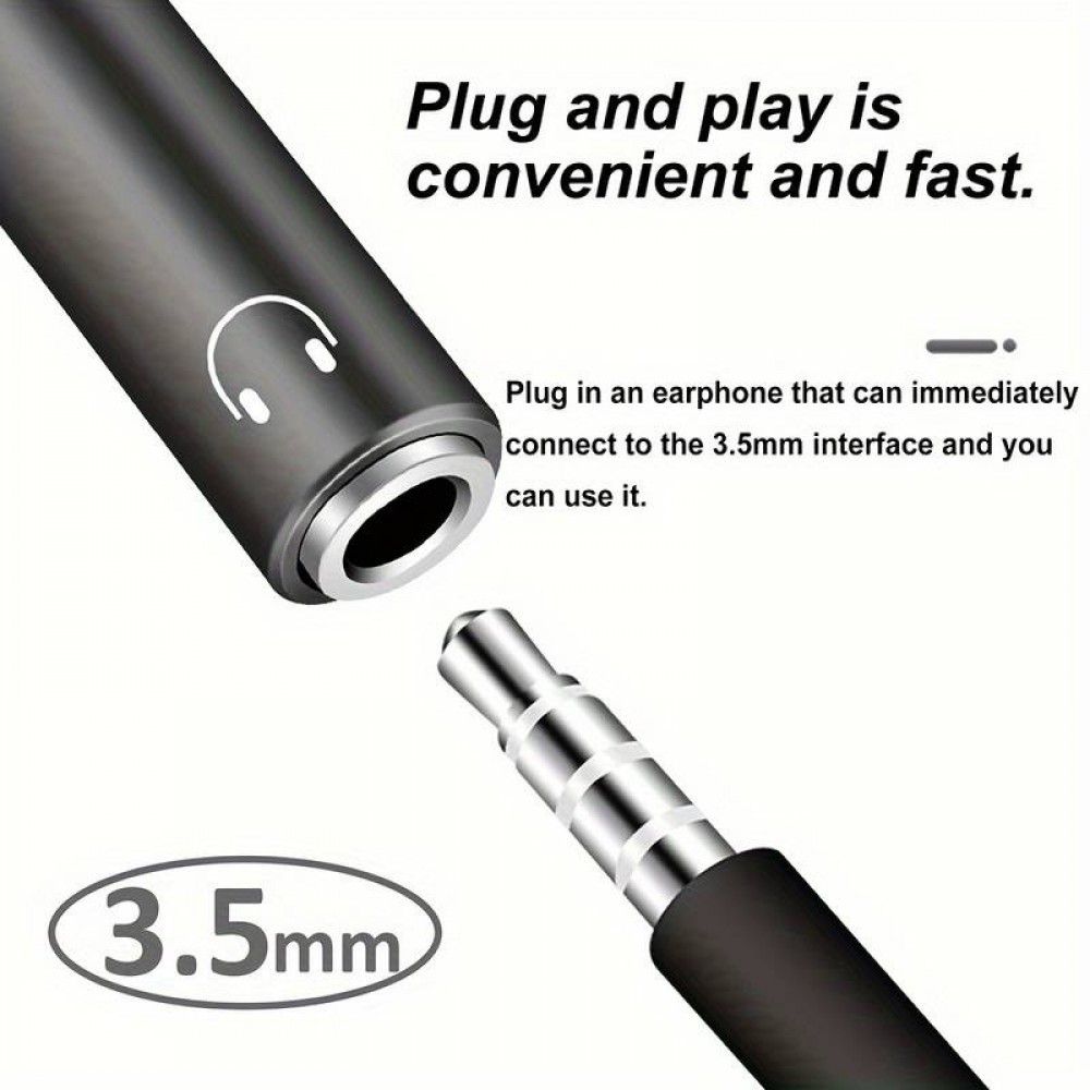 2-in-1-Audioadapter USB-C auf 3,5-mm-Klinke AUX + USB-C 30W Fast Charge - Schwarz