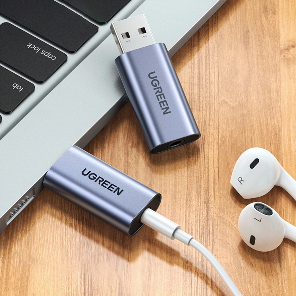 Adaptateur audio Ugreen CM383 pour écouteurs et haut-parleurs - Gris