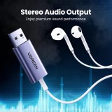 Adaptateur audio Ugreen CM383 pour écouteurs et haut-parleurs - Gris