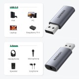 Adaptateur audio Ugreen CM383 pour écouteurs et haut-parleurs - Gris