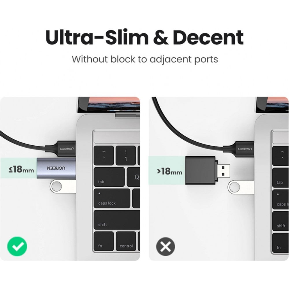 Adaptateur audio Ugreen CM383 pour écouteurs et haut-parleurs - Gris