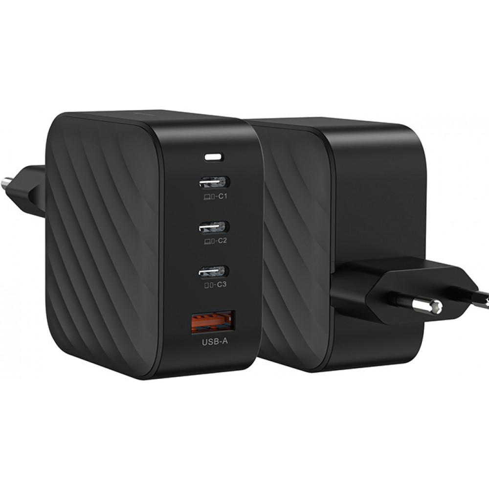 Adaptateur chargeur secteur GaN 100W 3x USB-C et 1x USB-A (Power Delivery) - PhoneLook - Noir