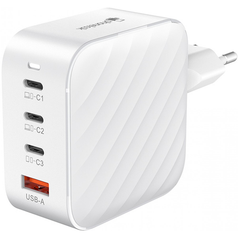 Adaptateur chargeur secteur GaN 120W 3x USB-C et 1x USB-A (Power Delivery) - PhoneLook - Blanc