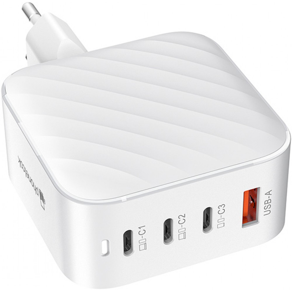 Adaptateur chargeur secteur GaN 120W 3x USB-C et 1x USB-A (Power Delivery) - PhoneLook - Blanc