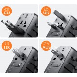 Adaptateur de Voyage Universel 17W Joyroom JR-TCW01 CH / EU / US / UK / JP / AU / CN - Noir