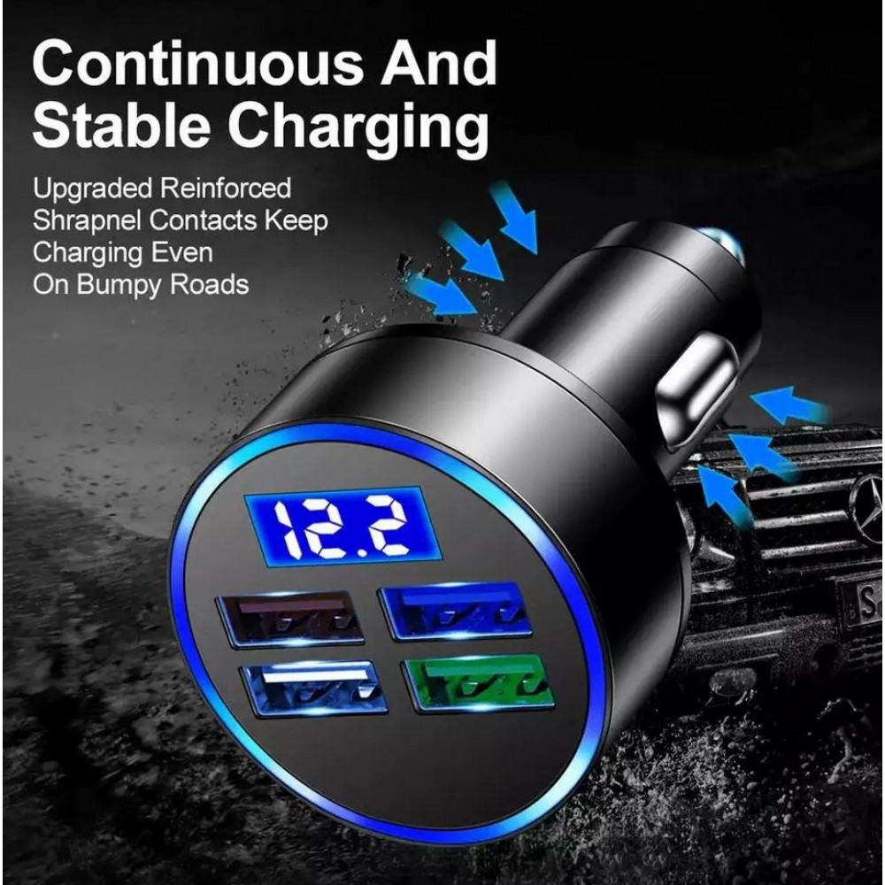 Ladeadapter Zigarettenanzünder 15W 5in1 USB & USB-C mit LED Anzeige QuickCharge 3.0 - Schwarz