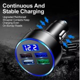 Adaptateur de charge 15W allume-cigare 5en1 USB & USB-C avec affichage LED QuickCharge 3.0 - Noir