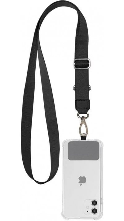Adaptateur de lanière universel pour les coques de smartphone, les porte-clés, les appareils photo et plus - Noir