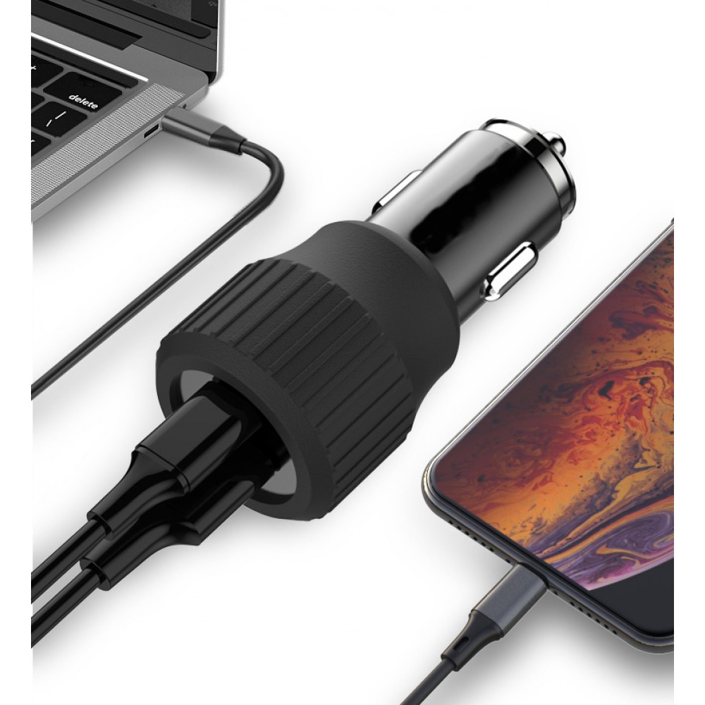Adaptateur double USB 45W pour voiture Allume-cigare Power Delivery et  QC3.0 Fast Charge - Noir - Acheter sur PhoneLook