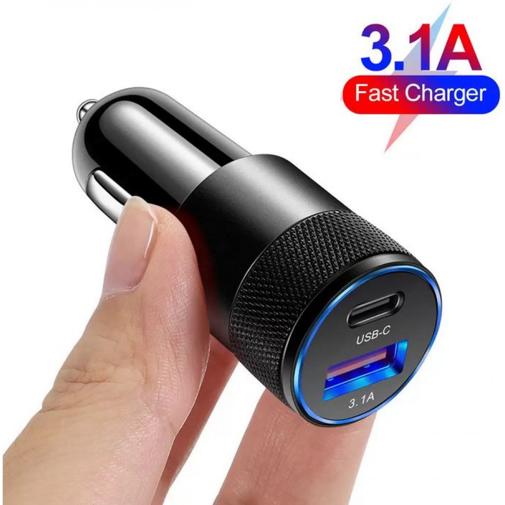 Doppel USB Zigarettenanzünder Adapter 15W 3.1A Power Delivery USB-A & USB-C  - Silber - Kaufen auf PhoneLook