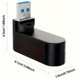 Adaptateur multiport USB 3.0 rotatif 180° 4 en 1 (3x USB-A / 1x USB-C) compact pour accessoires PC - Noir