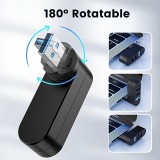 Adaptateur multiport USB 3.0 rotatif 180° 4 en 1 (3x USB-A / 1x USB-C) compact pour accessoires PC - Noir