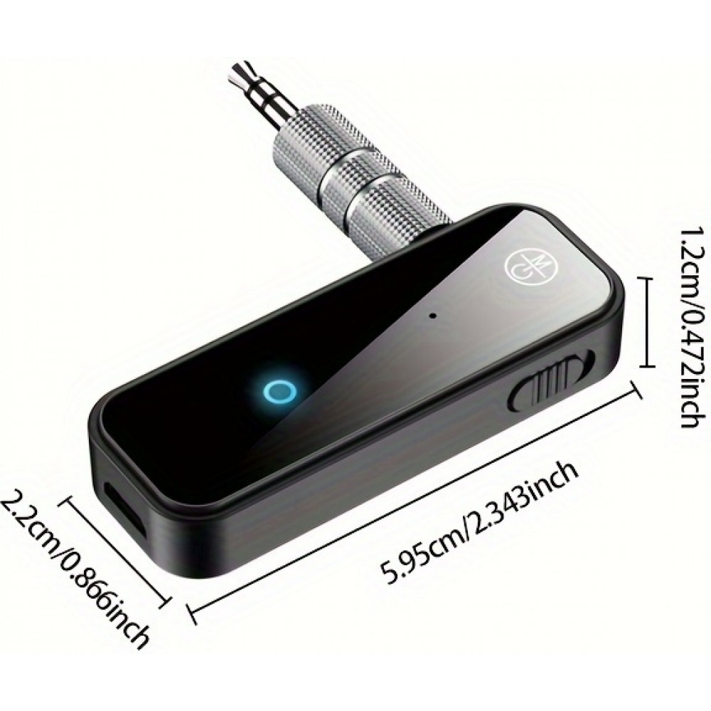 Adaptateur sans fil Bluetooth 5.0 double fonction émetteur récepteur audio jack 3,5 mm USB rechargeable - Noir