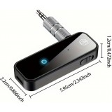 Adaptateur sans fil Bluetooth 5.0 double fonction émetteur récepteur audio jack 3,5 mm USB rechargeable - Noir