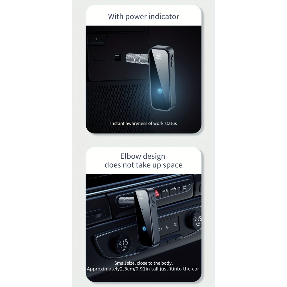 Adaptateur sans fil Bluetooth 5.0 double fonction émetteur récepteur audio jack 3,5 mm USB rechargeable - Noir