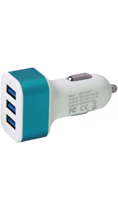 Adaptateur de charge 3 ports pour allume cigare de voiture - Multiport 3x USB-A - Bleu
