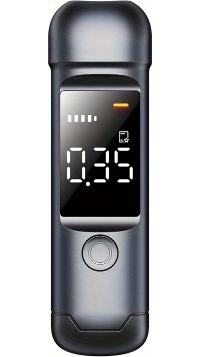 Alcootest numérique éthylotest portable avec écran LCD format poche (USB-C, rechargeable) - Noir