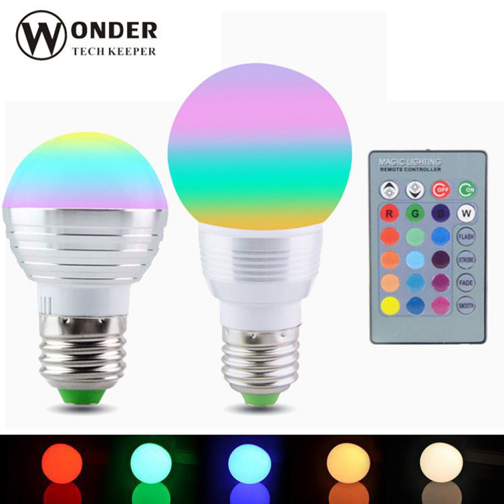 Ampoule de couleur LED E27 - 16 couleurs différentes, télécommande