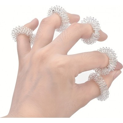 Anneaux sensoriels anti-stress pour massage des doigts (10 pièces, pour les 2 mains) - Argent