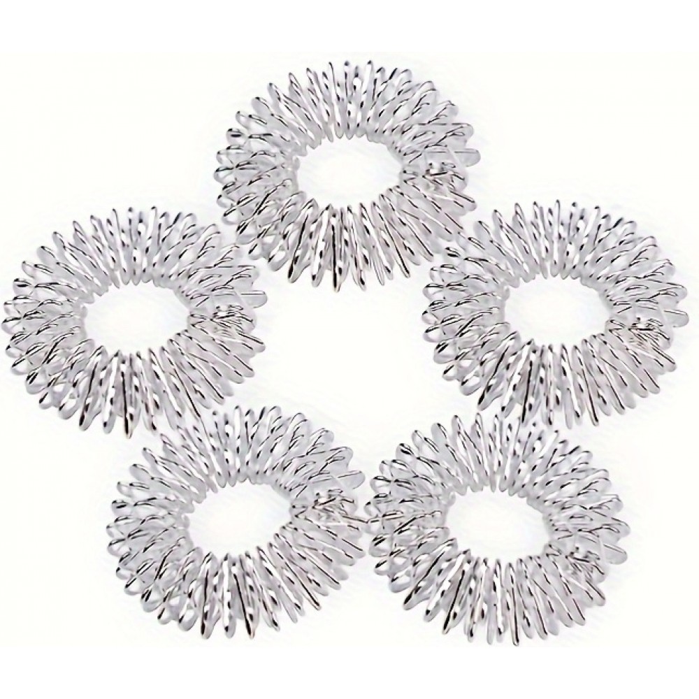 Anneaux sensoriels anti-stress pour massage des doigts (10 pièces, pour les 2 mains) - Argent