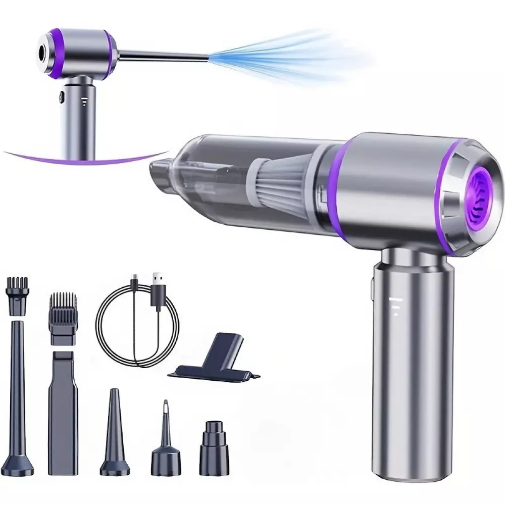 Aspirateur portable / compresseur à air 4 en 1 haute puissance 20000PA mini sans fil rechargeable pour voiture / maison / bureau