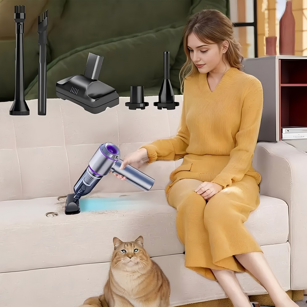 Aspirateur portable / compresseur à air 4 en 1 haute puissance 20000PA mini sans fil rechargeable pour voiture / maison / bureau