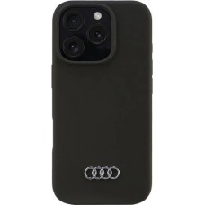 iPhone 16 Pro Case Hülle - Audi Silikon Soft Touch mit Logo - Schwarz