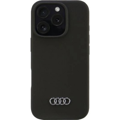 iPhone 16 Pro Case H&uuml;lle - Audi Silikon Soft Touch mit Logo - Schwarz