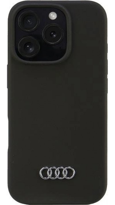iPhone 16 Pro Case Hülle - Audi Silikon Soft Touch mit Logo - Schwarz