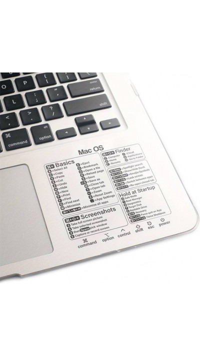 Autocollant de raccourcis pratique et transparent pour Mac OS - Les raccourcis clavier les plus importants