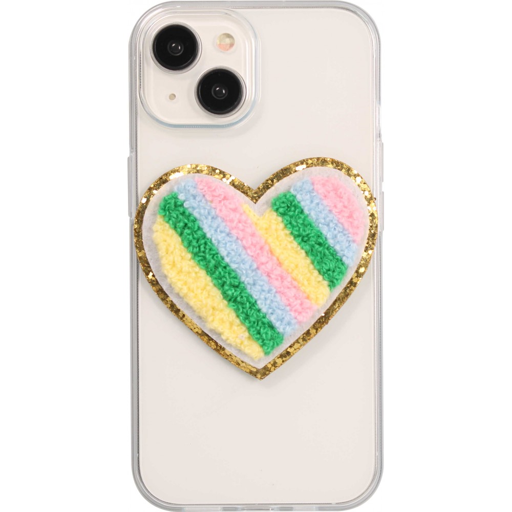 Sticker Aufkleber für Handy/Tablet/Computer 3D gestickt - Multicolor Herz