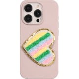 Autocollant sticker pour téléphone/tablette/ordinateur brodé en 3D - Coeur multicolore