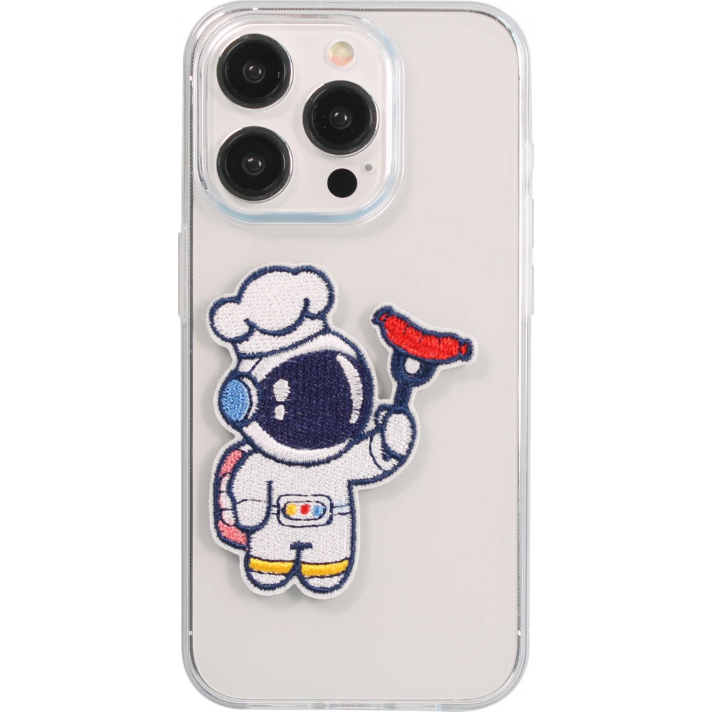 Autocollant sticker pour téléphone/tablette/ordinateur brodé en 3D - Astronaut Hot Dog