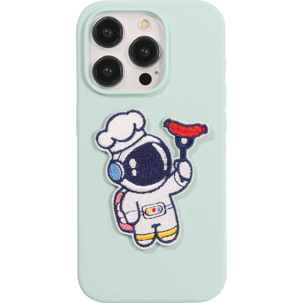 Autocollant sticker pour téléphone/tablette/ordinateur brodé en 3D - Astronaut Hot Dog