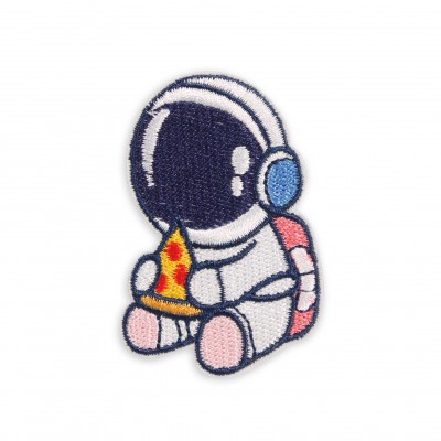 Autocollant sticker pour téléphone/tablette/ordinateur brodé en 3D - Astronaut with pizza