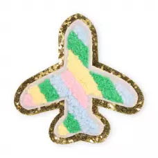 Autocollant sticker pour téléphone/tablette/ordinateur brodé en 3D - Avion avec bord doré