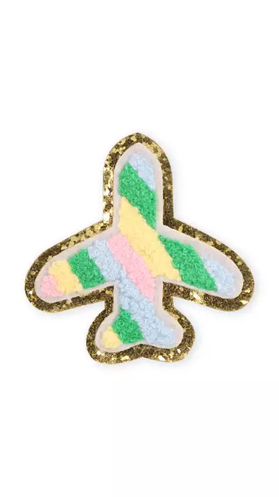 Autocollant sticker pour téléphone/tablette/ordinateur brodé en 3D - Avion avec bord doré