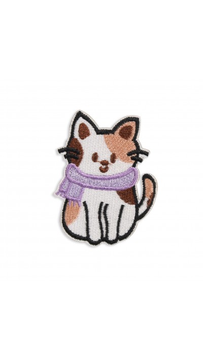 Autocollant sticker pour téléphone/tablette/ordinateur brodé en 3D - Cat with scarf
