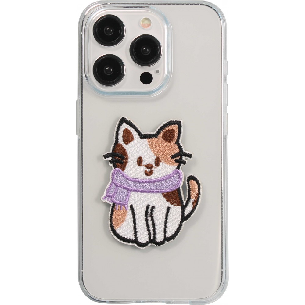 Sticker Aufkleber für Handy/Tablet/Computer 3D gestickt - Cat with scarf