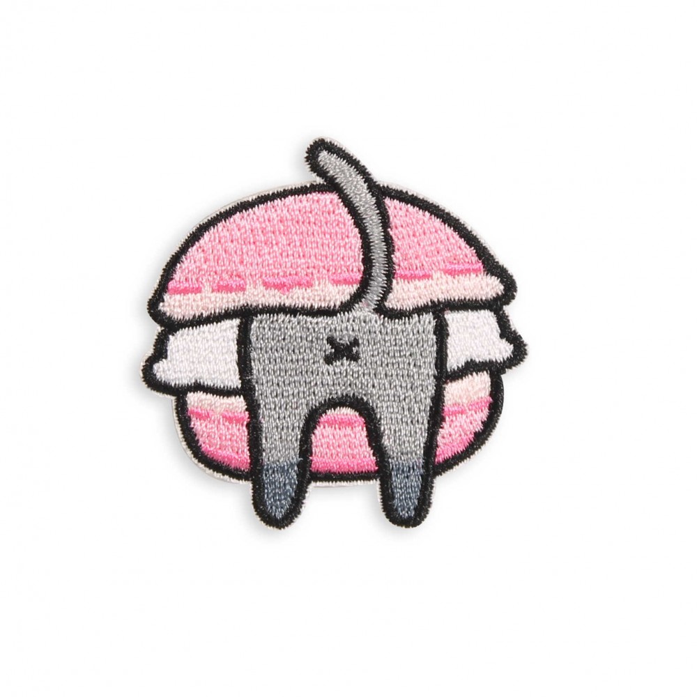 Autocollant sticker pour téléphone/tablette/ordinateur brodé en 3D - Chat dans sandwich