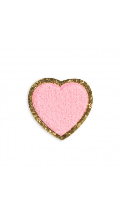 Autocollant sticker pour téléphone/tablette/ordinateur brodé en 3D - Coeur rose clair