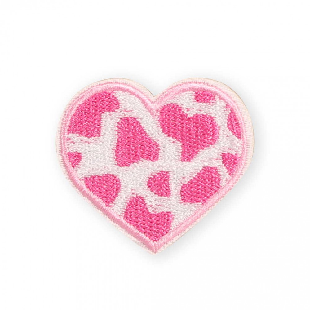 Sticker Aufkleber für Handy/Tablet/Computer 3D gestickt - Rosa geflecktes Herz