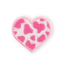 Sticker Aufkleber für Handy/Tablet/Computer 3D gestickt - Rosa geflecktes Herz